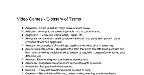 Glossary of video game terms .